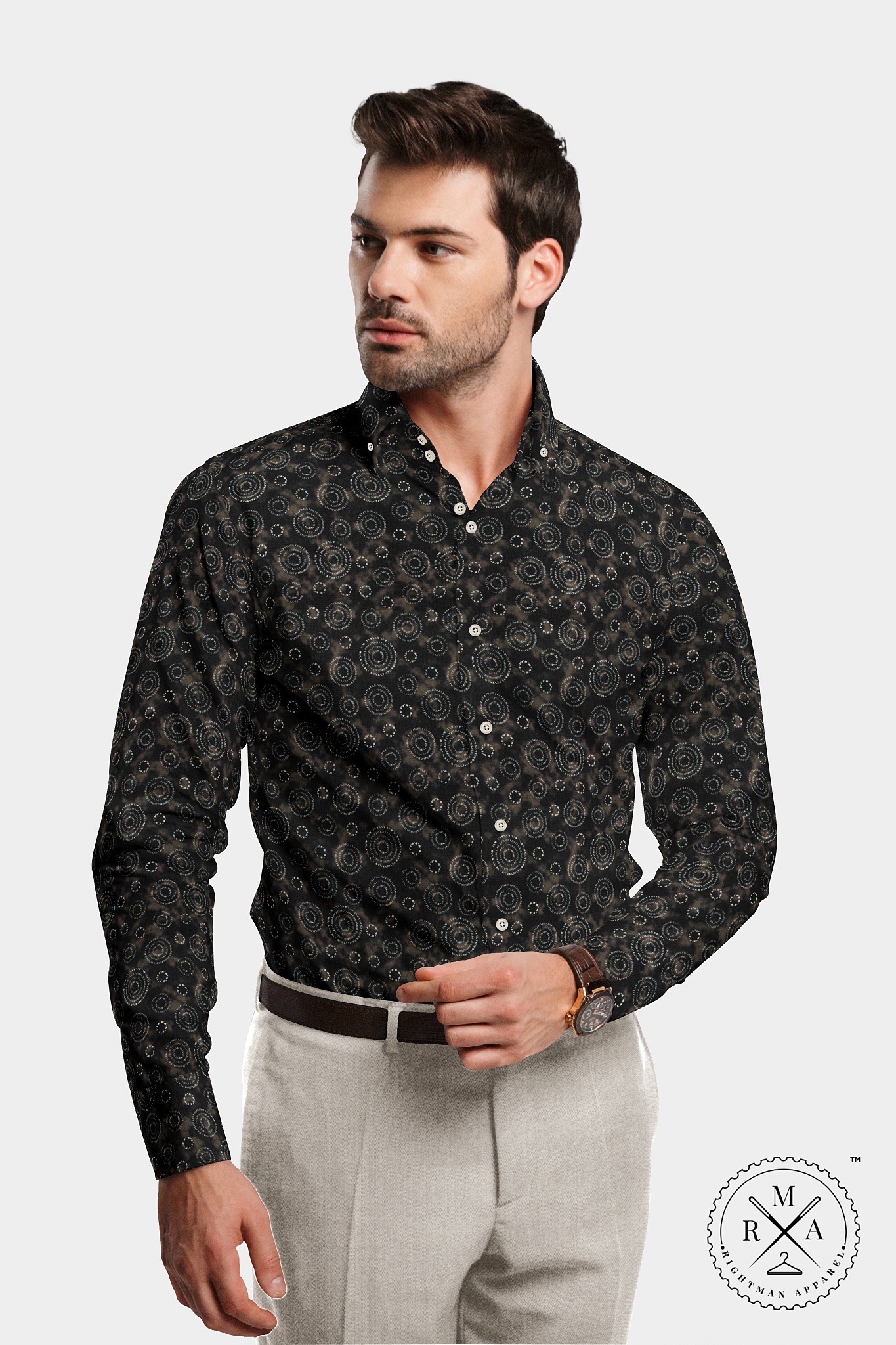 Circular Layer Black Cotton Shirt SH262